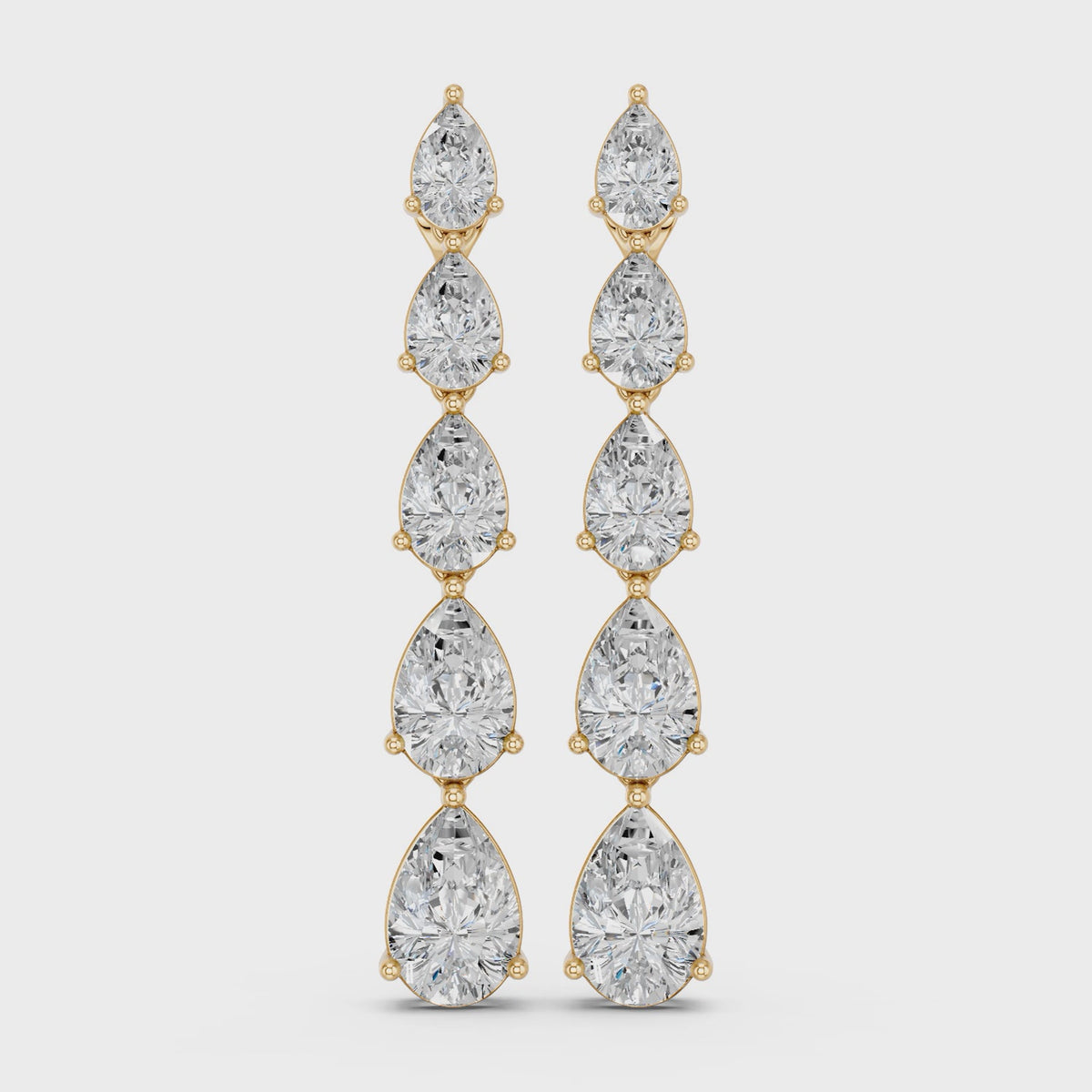 Pear Lab Diamond Linear Earring in 14K Yellow Gold – video