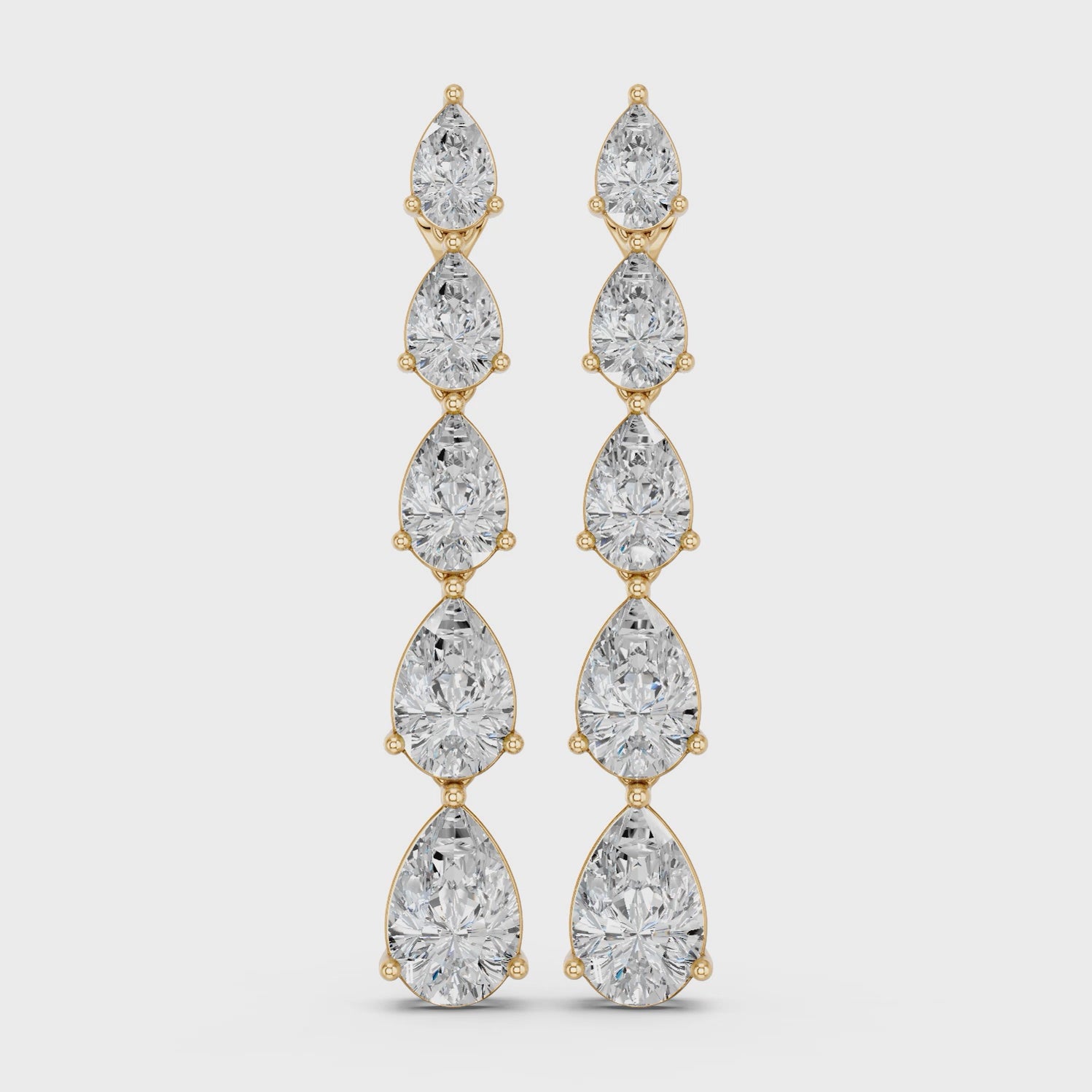 Pear Lab Diamond Linear Earring in 14K Yellow Gold – video