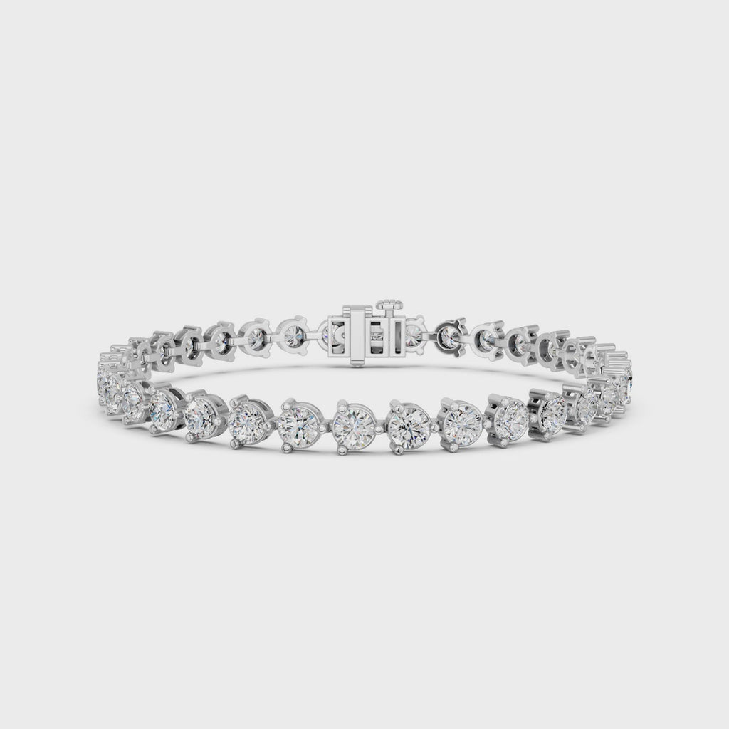 Round Lab Diamond 3 Prong Tennis Bracelet in 14K White Gold – video