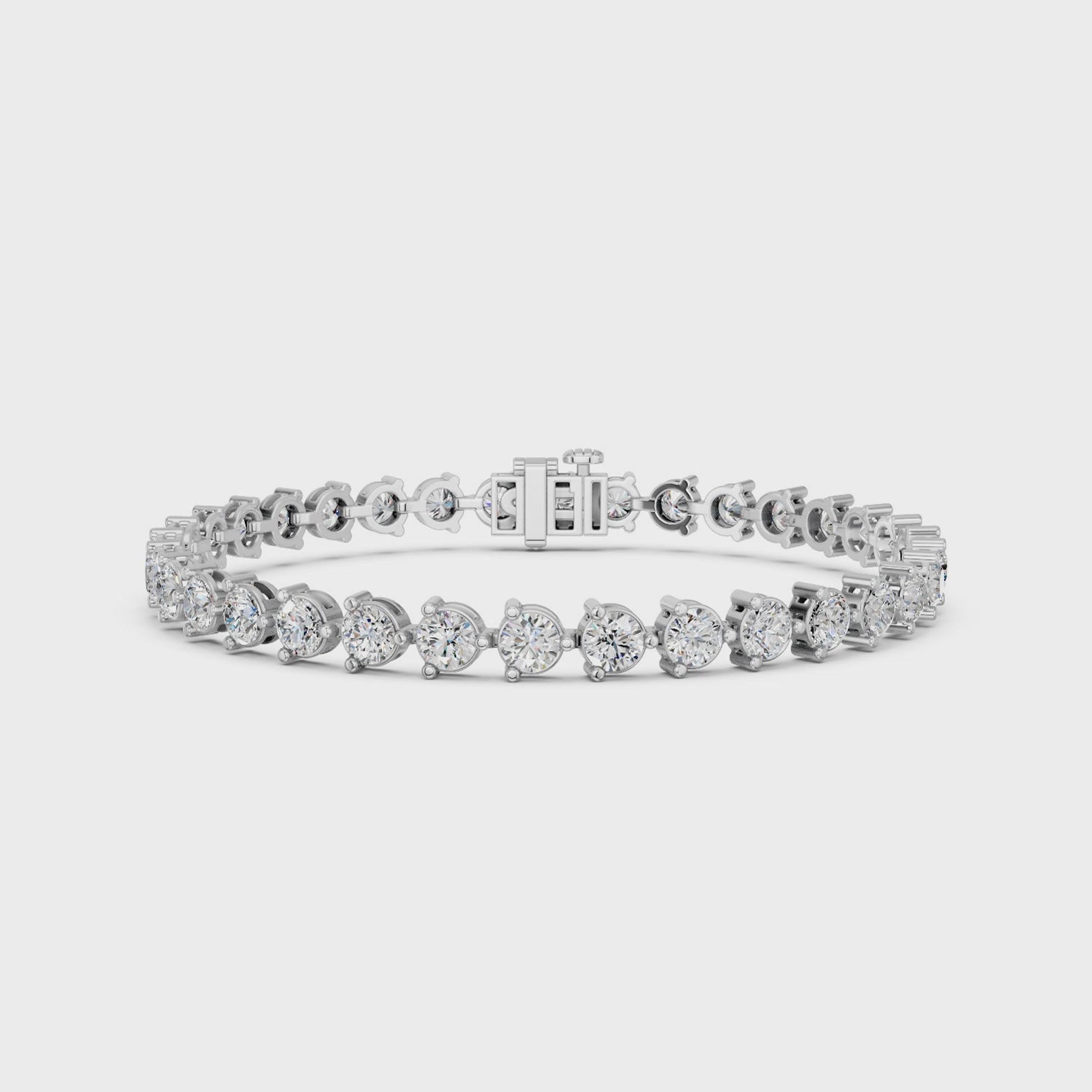 Round Lab Diamond 3 Prong Tennis Bracelet in 14K White Gold – video