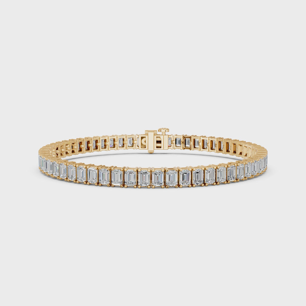Emerald Cut Lab Diamond N-S Tennis Bracelet in 14K Yellow Gold – video