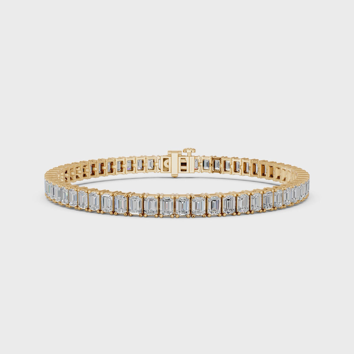 Emerald Cut Lab Diamond N-S Tennis Bracelet in 14K Yellow Gold – video