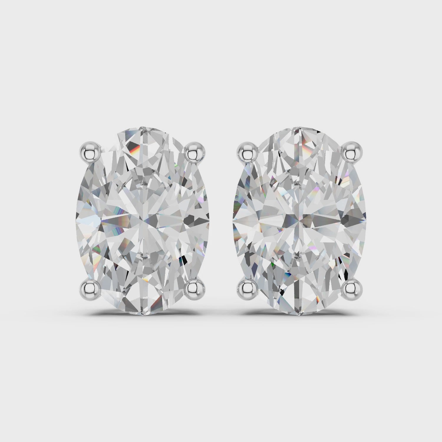 Oval Lab Diamond Solitaire Stud in 14K White Gold – video