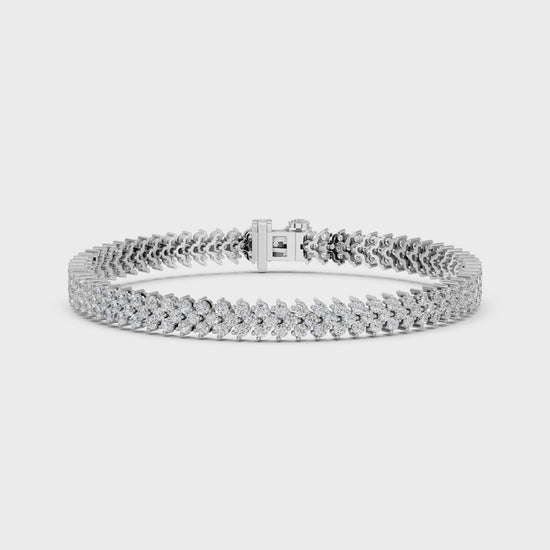 Round Lab Diamond Chevron Tennis Bracelet in 14K White Gold – video