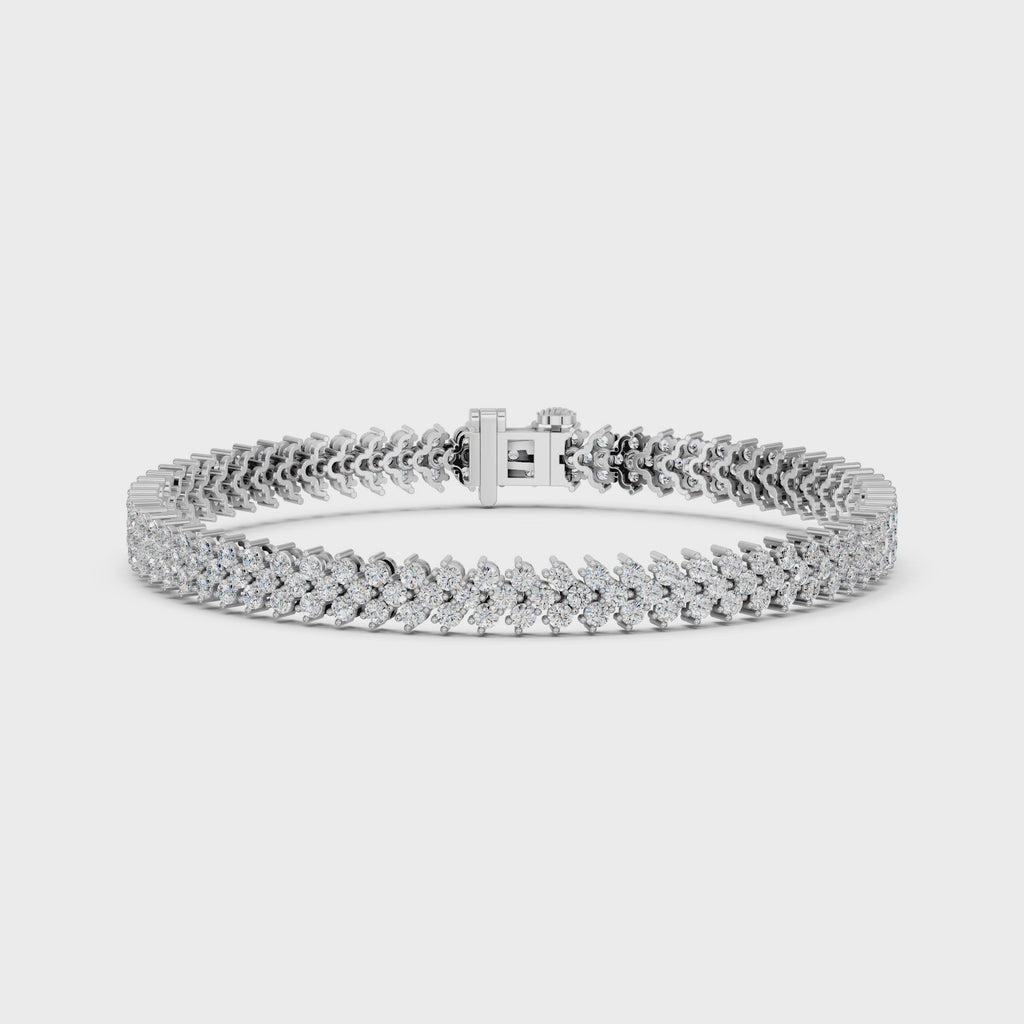 Round Lab Diamond Chevron Tennis Bracelet in 14K White Gold – video