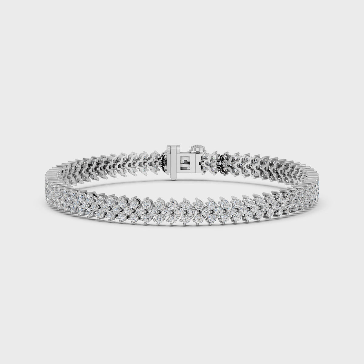 Round Lab Diamond Chevron Tennis Bracelet in 14K White Gold – video