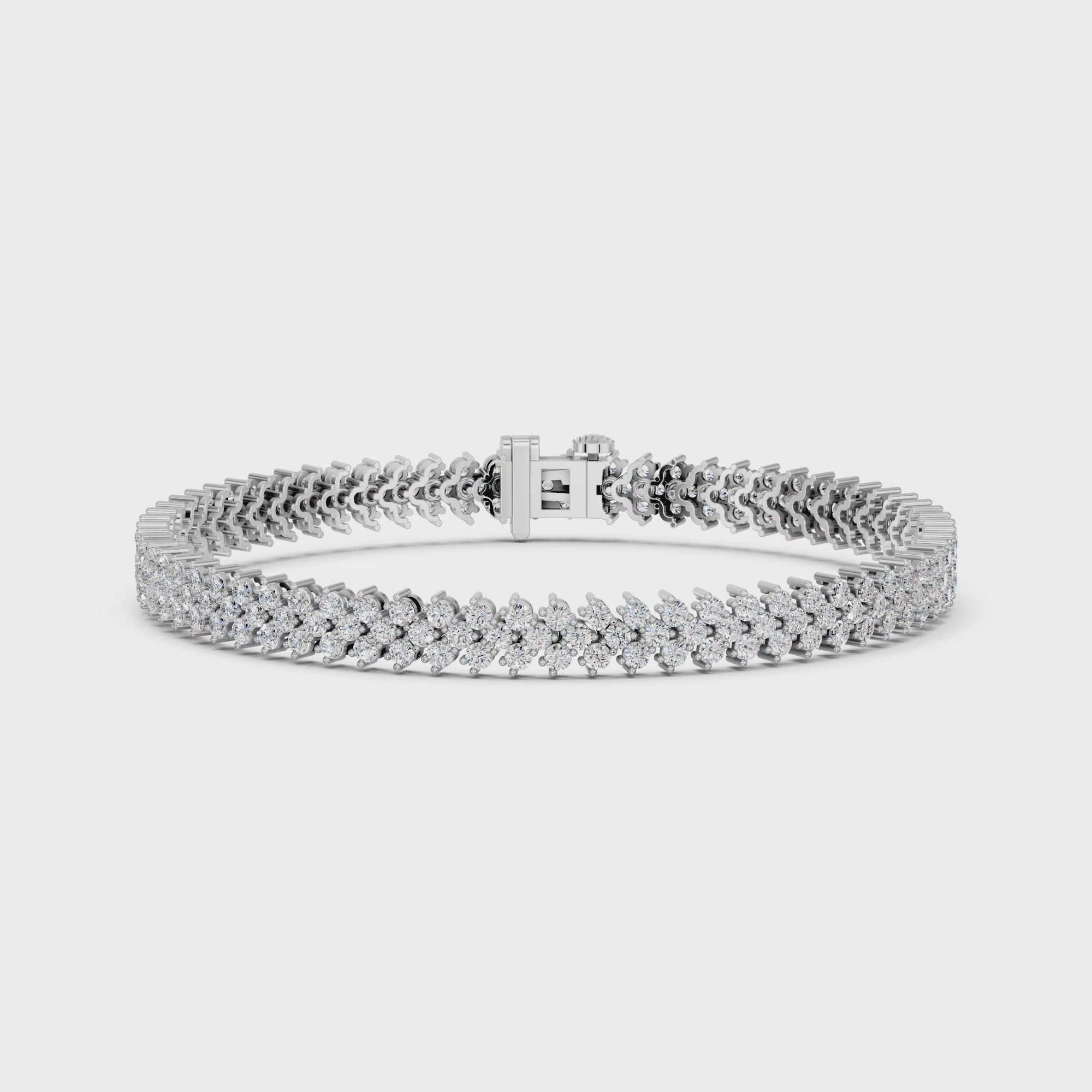 Round Lab Diamond Chevron Tennis Bracelet in 14K White Gold – video