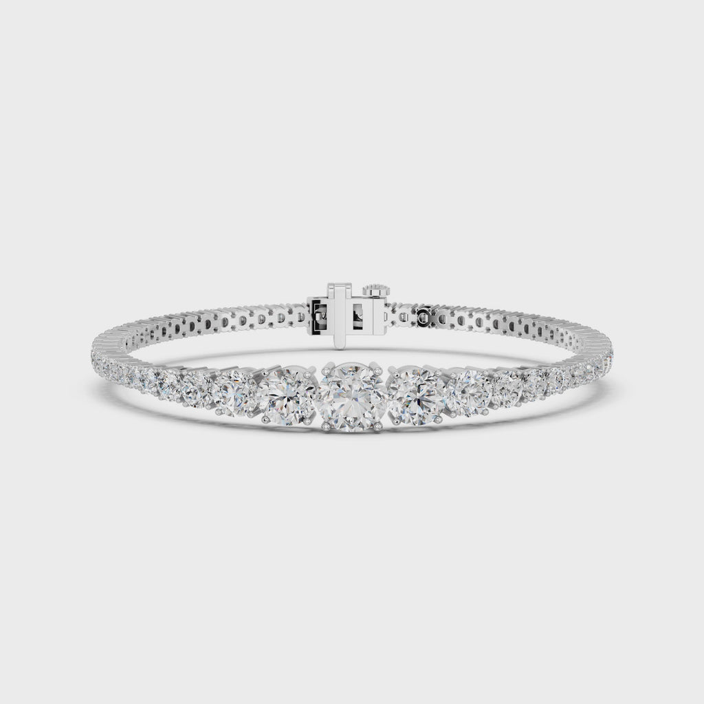 Round Lab Diamond Graduating Bracelet in 14K White Gold – video