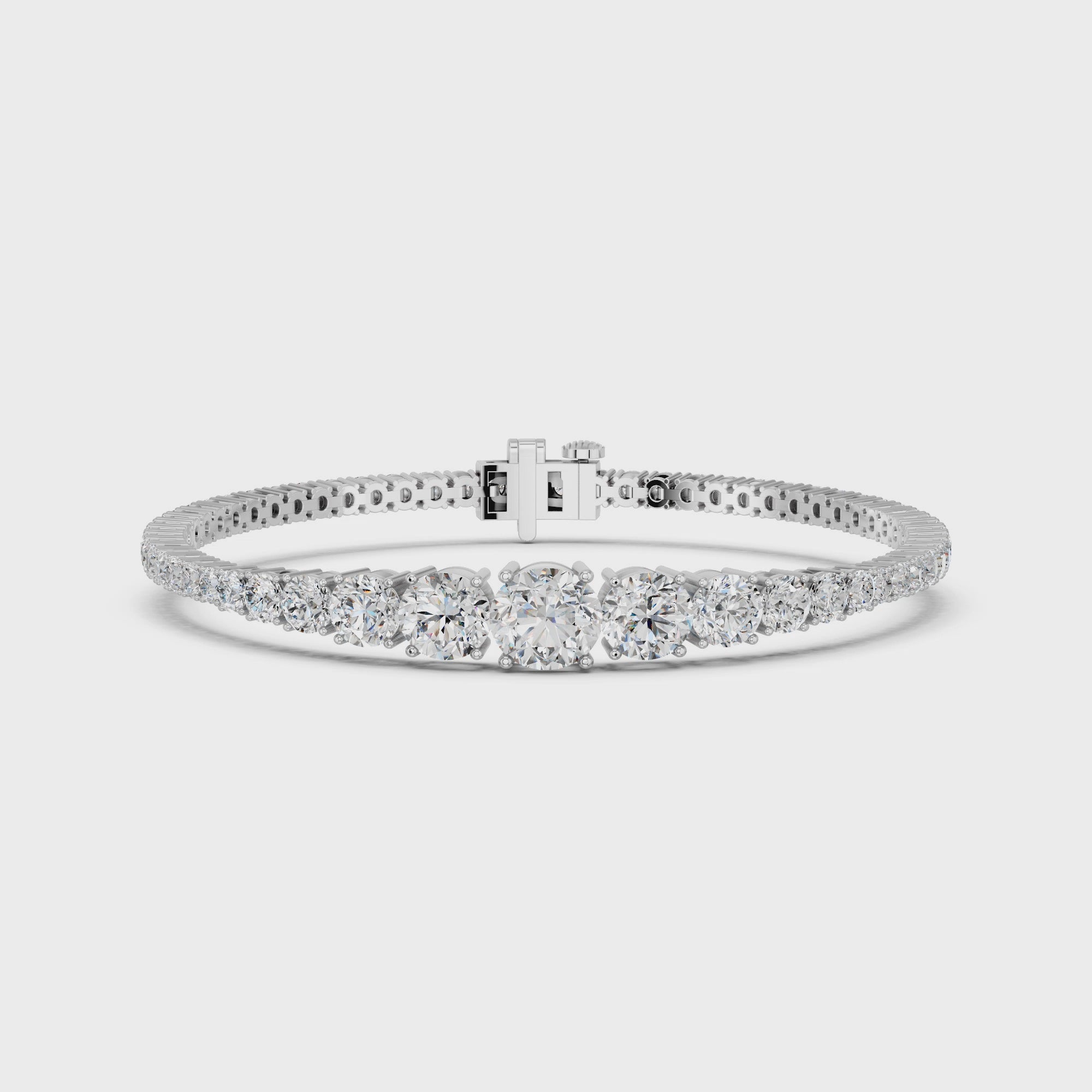 Round Lab Diamond Graduating Bracelet in 14K White Gold – video