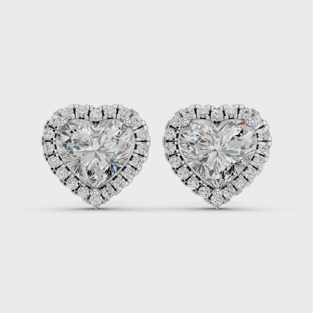 Heart Lab Diamond Halo Stud in 14K White Gold – video