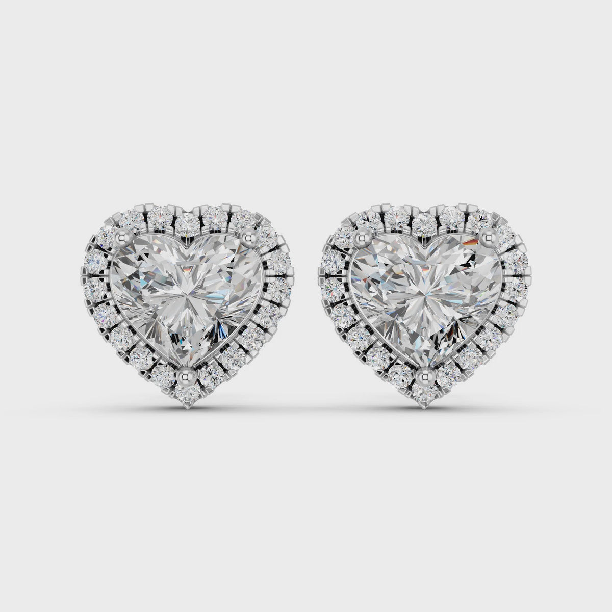Heart Lab Diamond Halo Stud in 14K White Gold – video