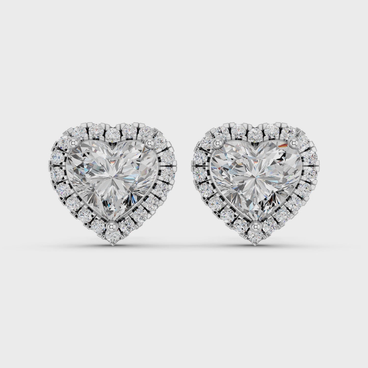 Heart Lab Diamond Halo Stud in 14K White Gold – video