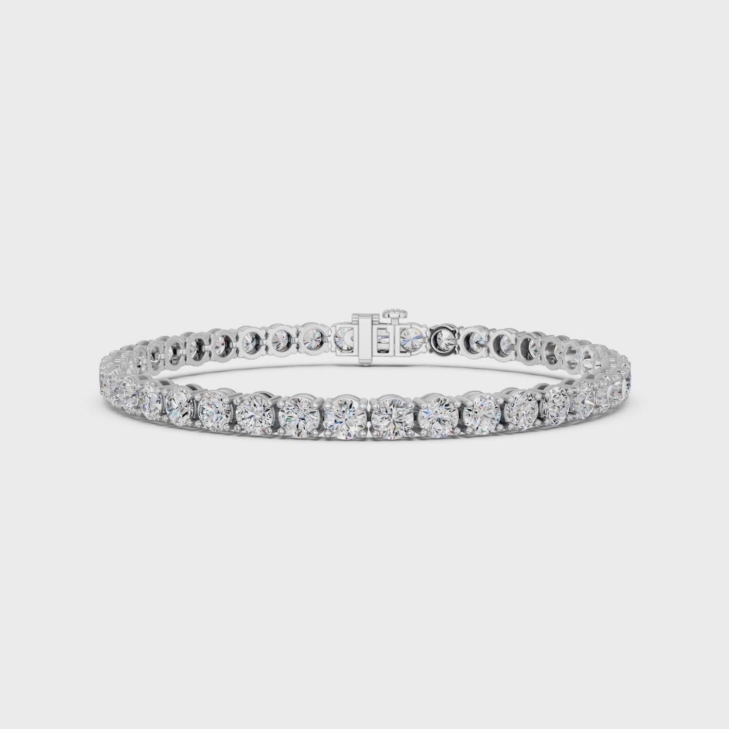 Round Lab Diamond 4 Prong Straight Line Tennis Bracelet in 14K White Gold – video
