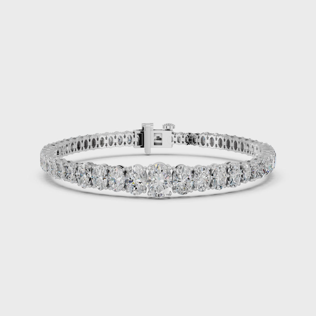 Oval Lab Diamond Graduating Bracelet in 14K White Gold – video