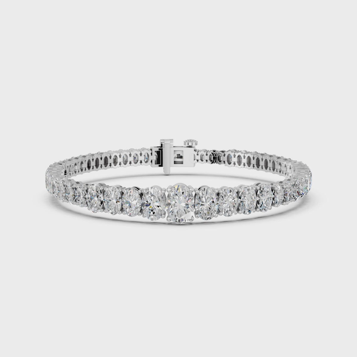Oval Lab Diamond Graduating Bracelet in 14K White Gold – video
