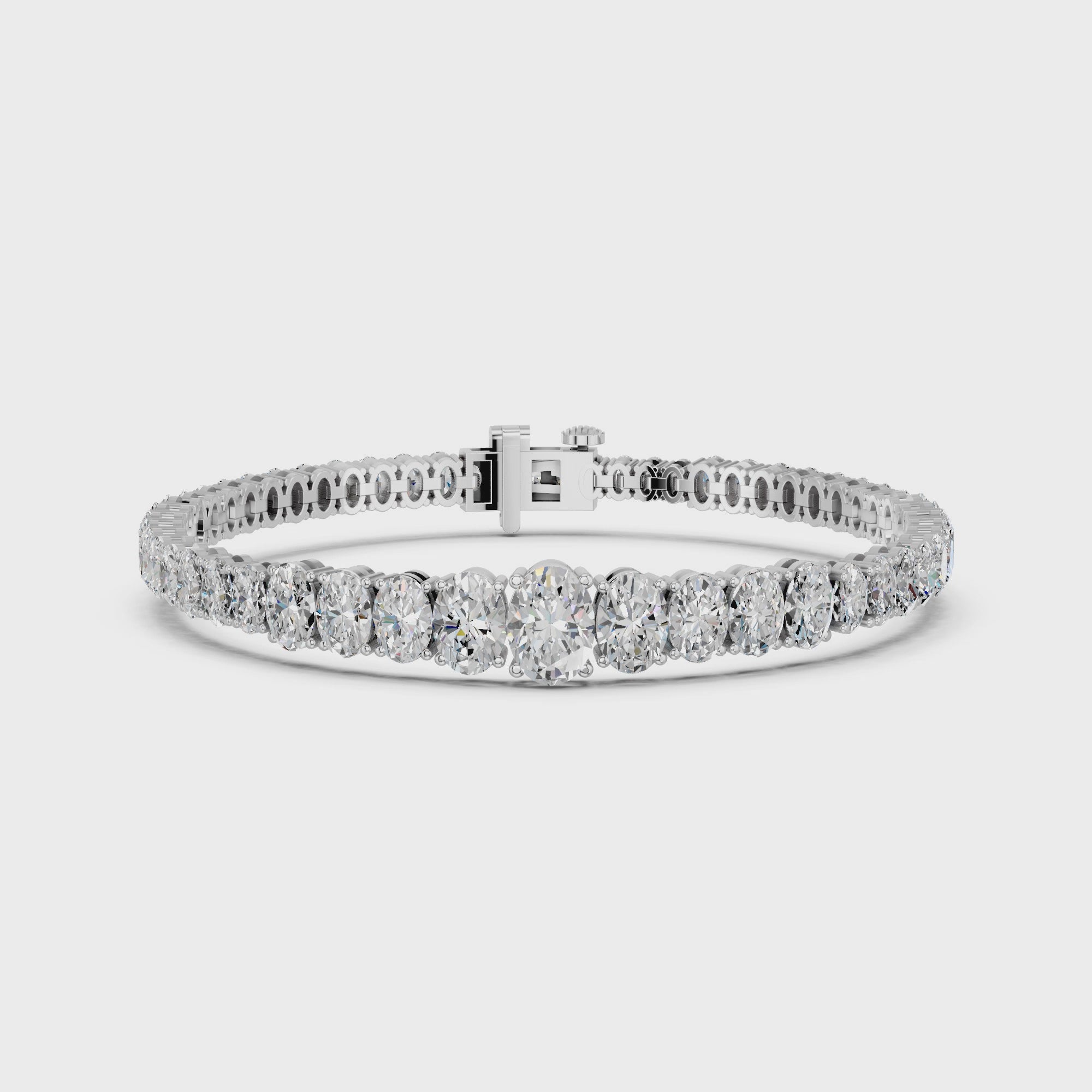 Oval Lab Diamond Graduating Bracelet in 14K White Gold – video