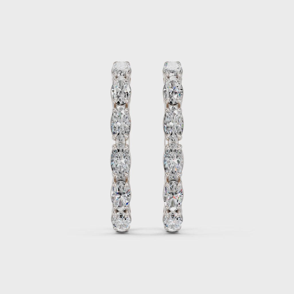 Moval Lab Diamond Hoop Earring in 14K White Gold – video