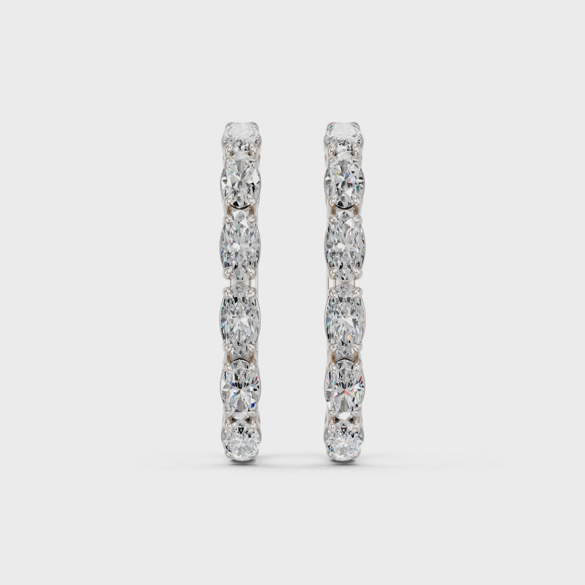 Moval Lab Diamond Hoop Earring in 14K White Gold – video