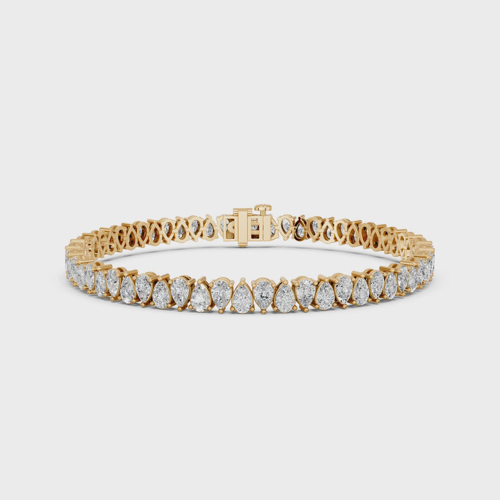 Alternate Pear Shape Lab Diamond  N-S Tennis Bracelet in 14K Yellow Gold – video