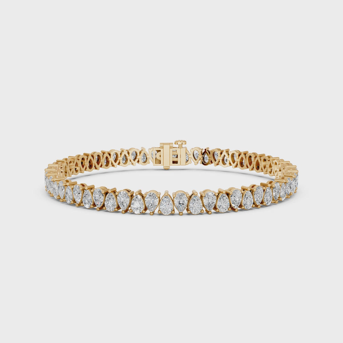 Alternate Pear Shape Lab Diamond  N-S Tennis Bracelet in 14K Yellow Gold – video