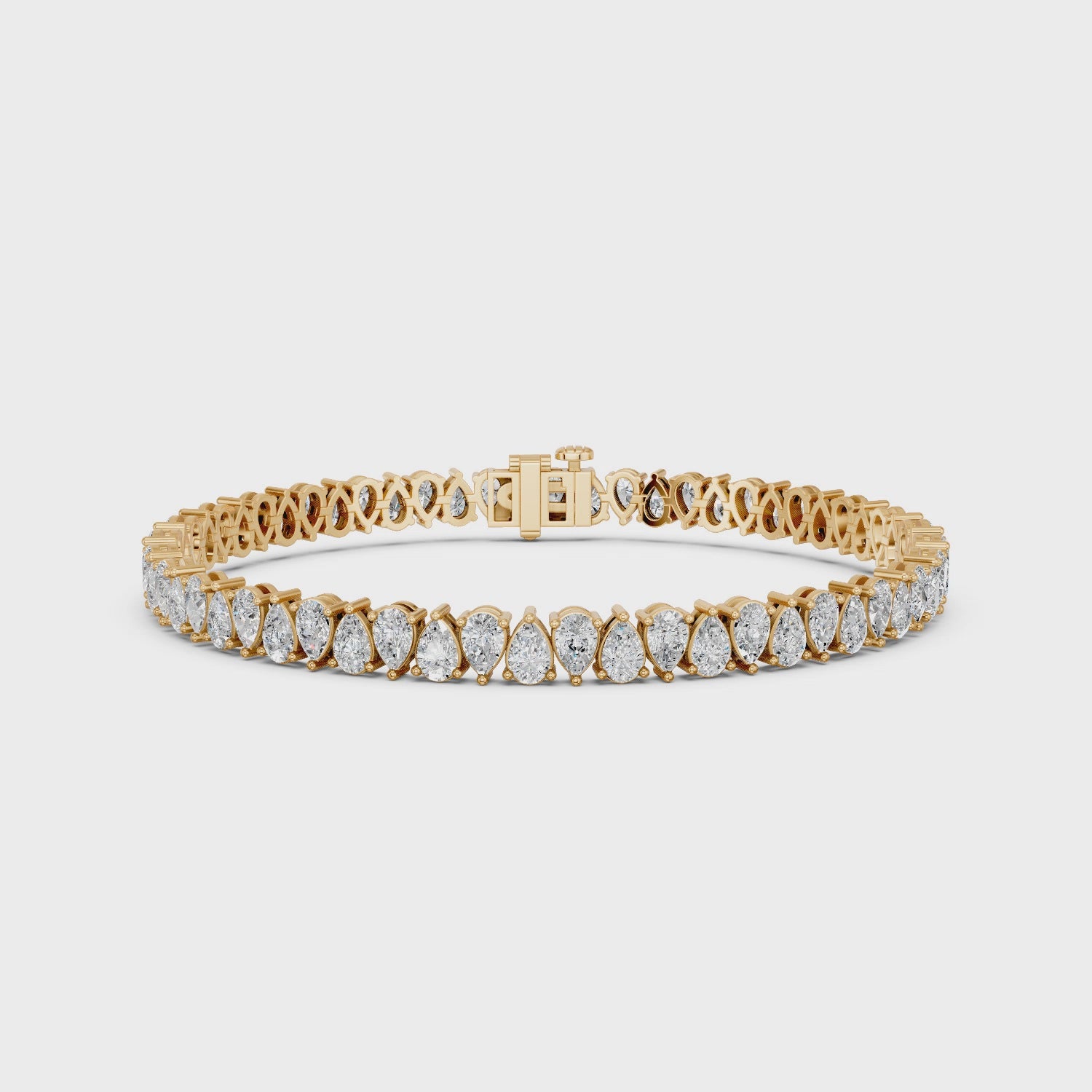 Alternate Pear Shape Lab Diamond  N-S Tennis Bracelet in 14K Yellow Gold – video