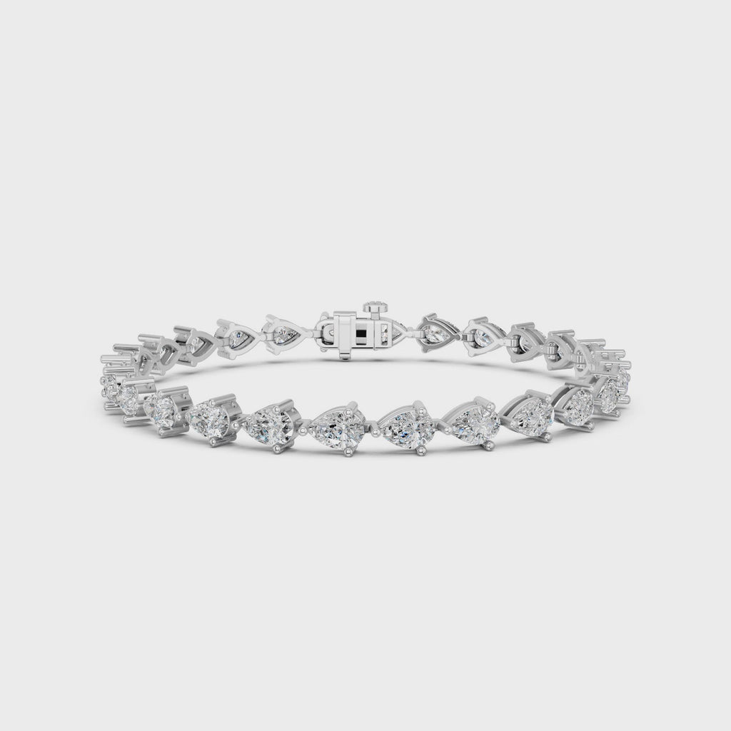 Pear Lab Diamond E-W Tennis Bracelet in 14K White Gold – video