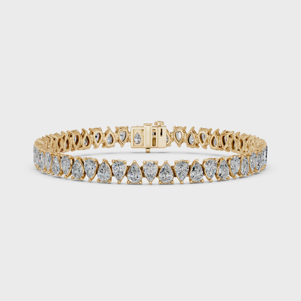 Alternate Pear Shape Lab Diamond N-S Tennis Bracelet in 14K Yellow Gold – video
