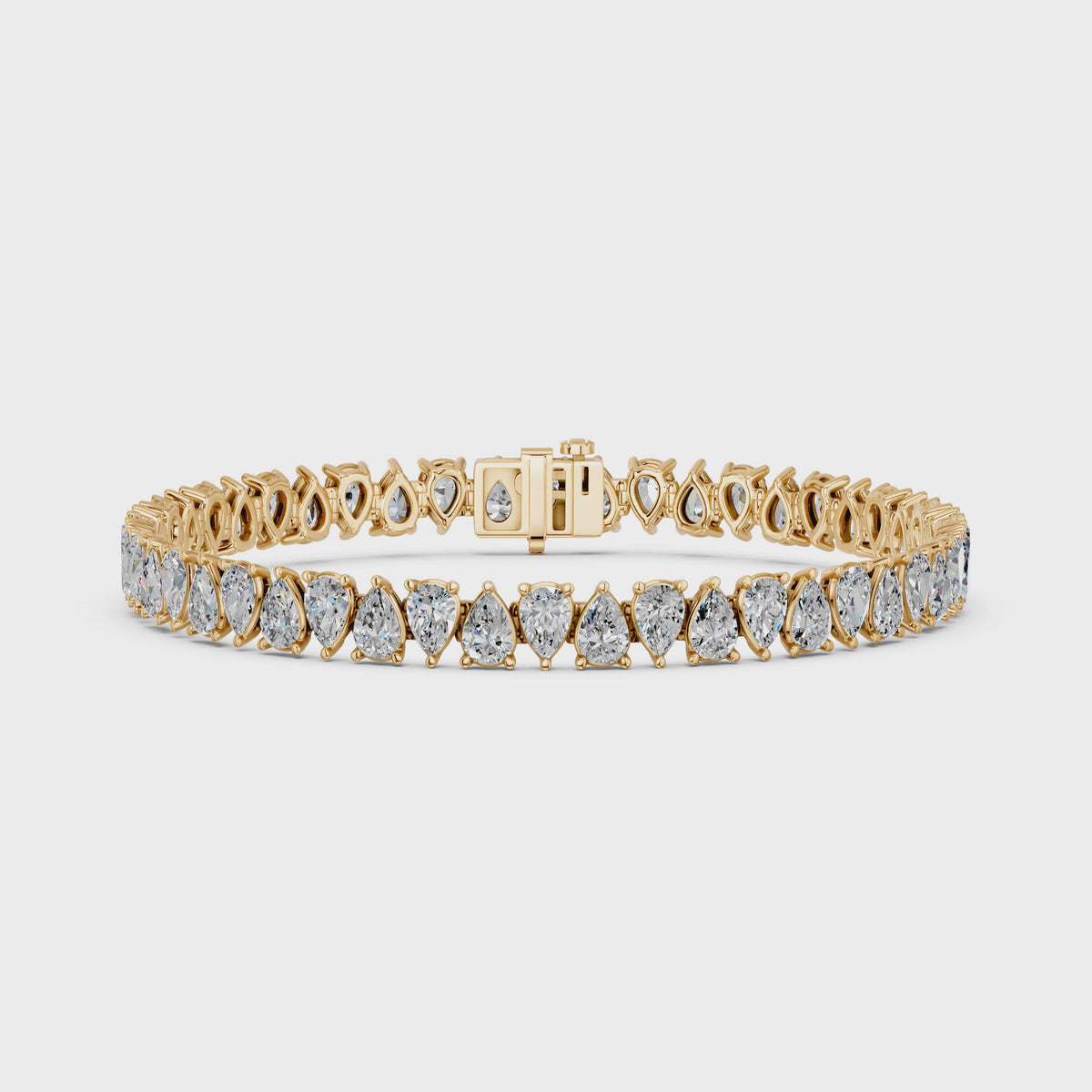 Alternate Pear Shape Lab Diamond N-S Tennis Bracelet in 14K Yellow Gold – video