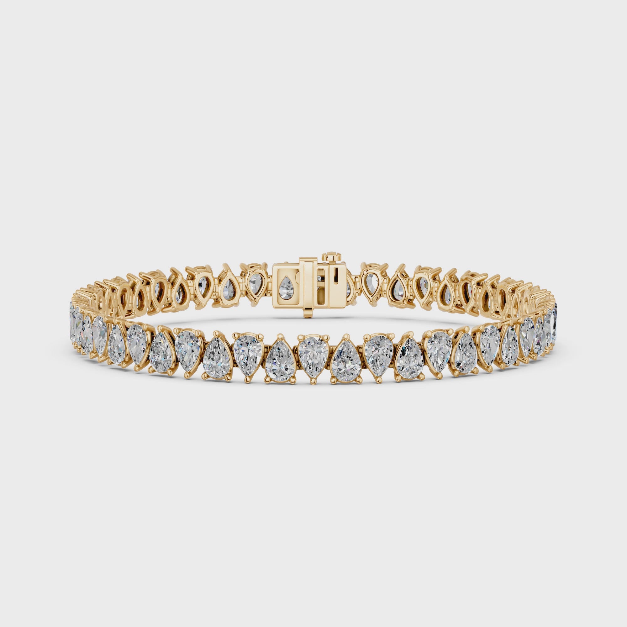Alternate Pear Shape Lab Diamond N-S Tennis Bracelet in 14K Yellow Gold – video