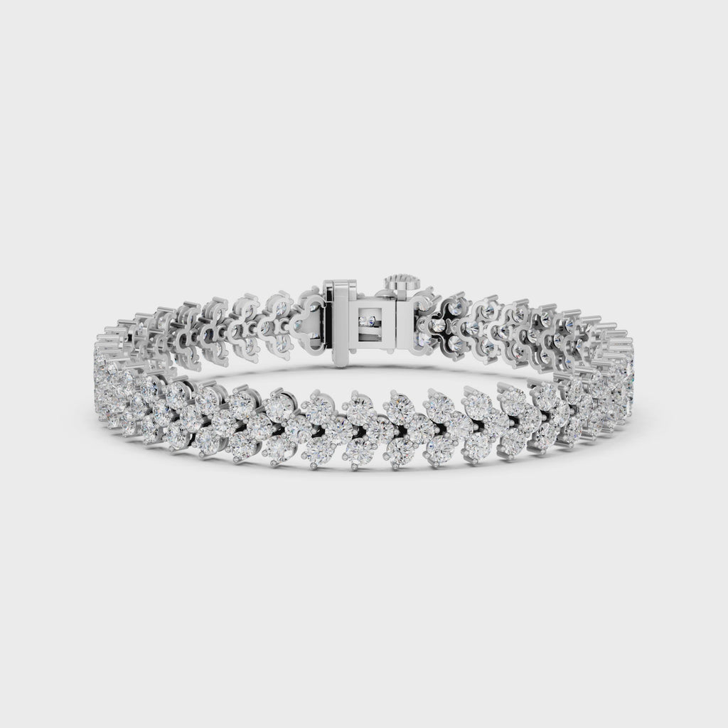 Round Lab Diamond Chevron Tennis Bracelet in 14K White Gold – video