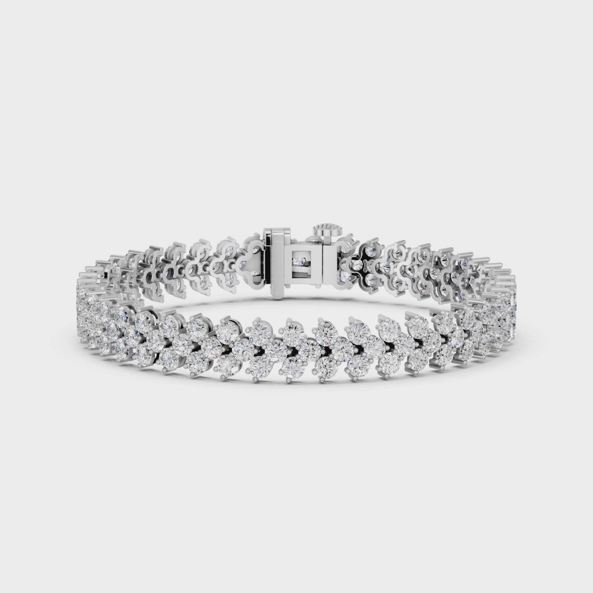Round Lab Diamond Chevron Tennis Bracelet in 14K White Gold – video
