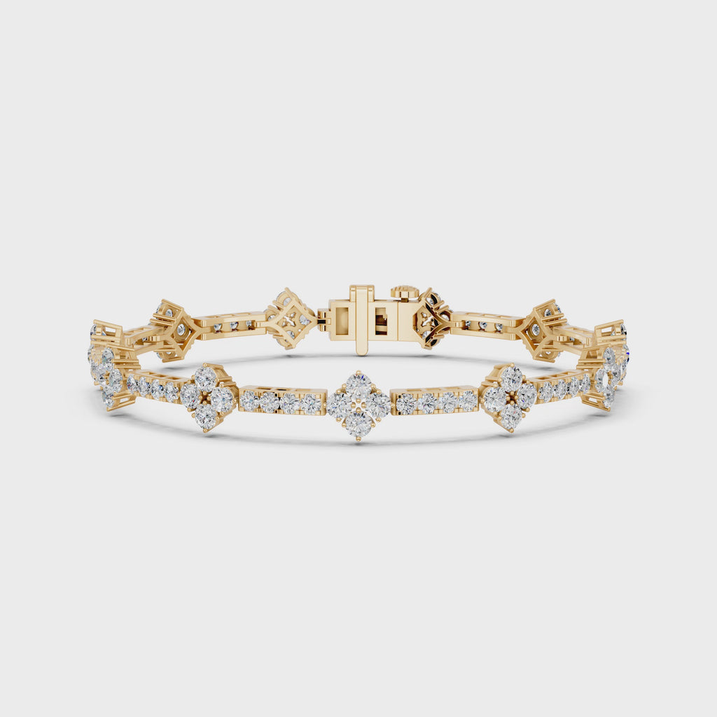 Round Lab Diamond Stationed Line Bracelet in 14K Yellow Gold – video
