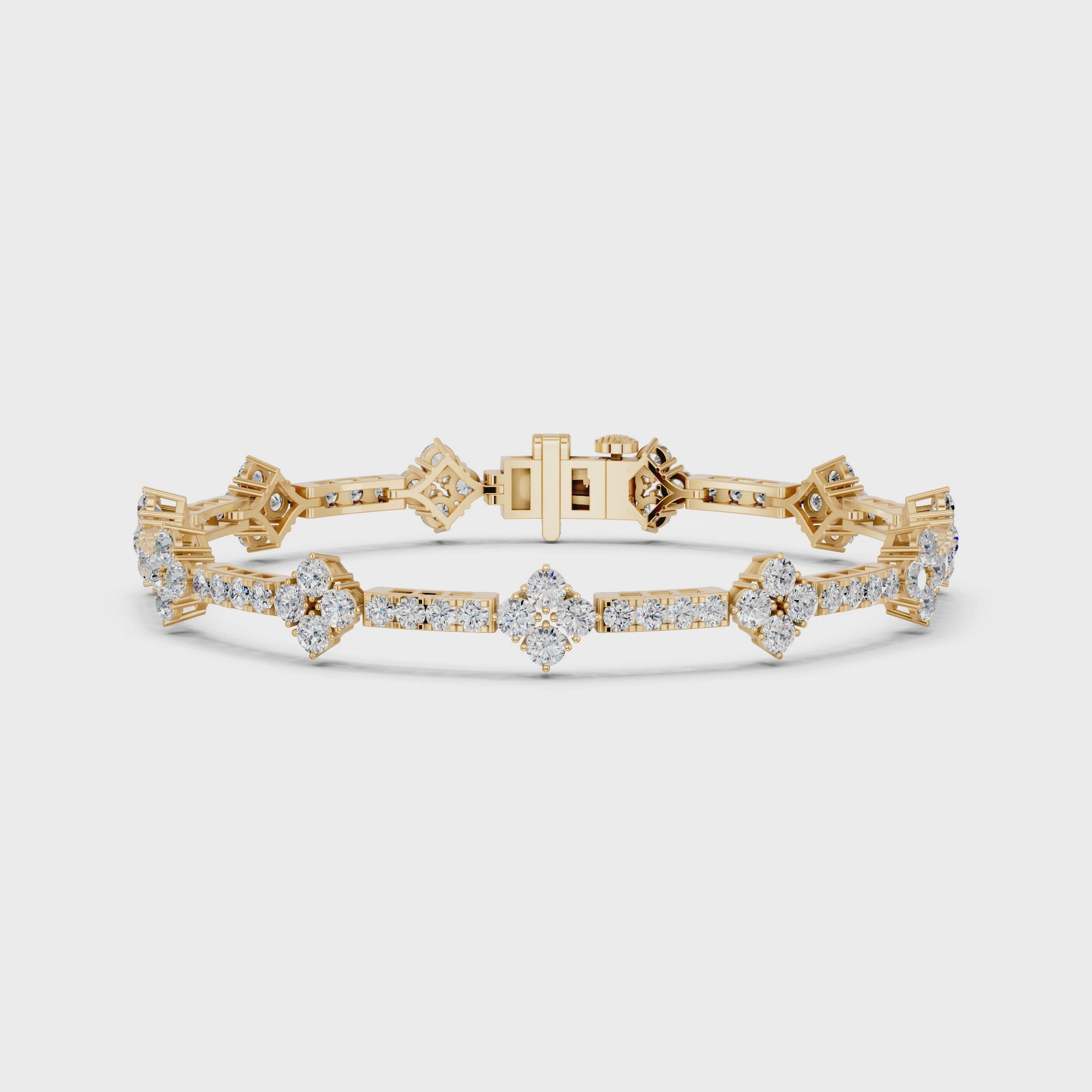Round Lab Diamond Stationed Line Bracelet in 14K Yellow Gold – video