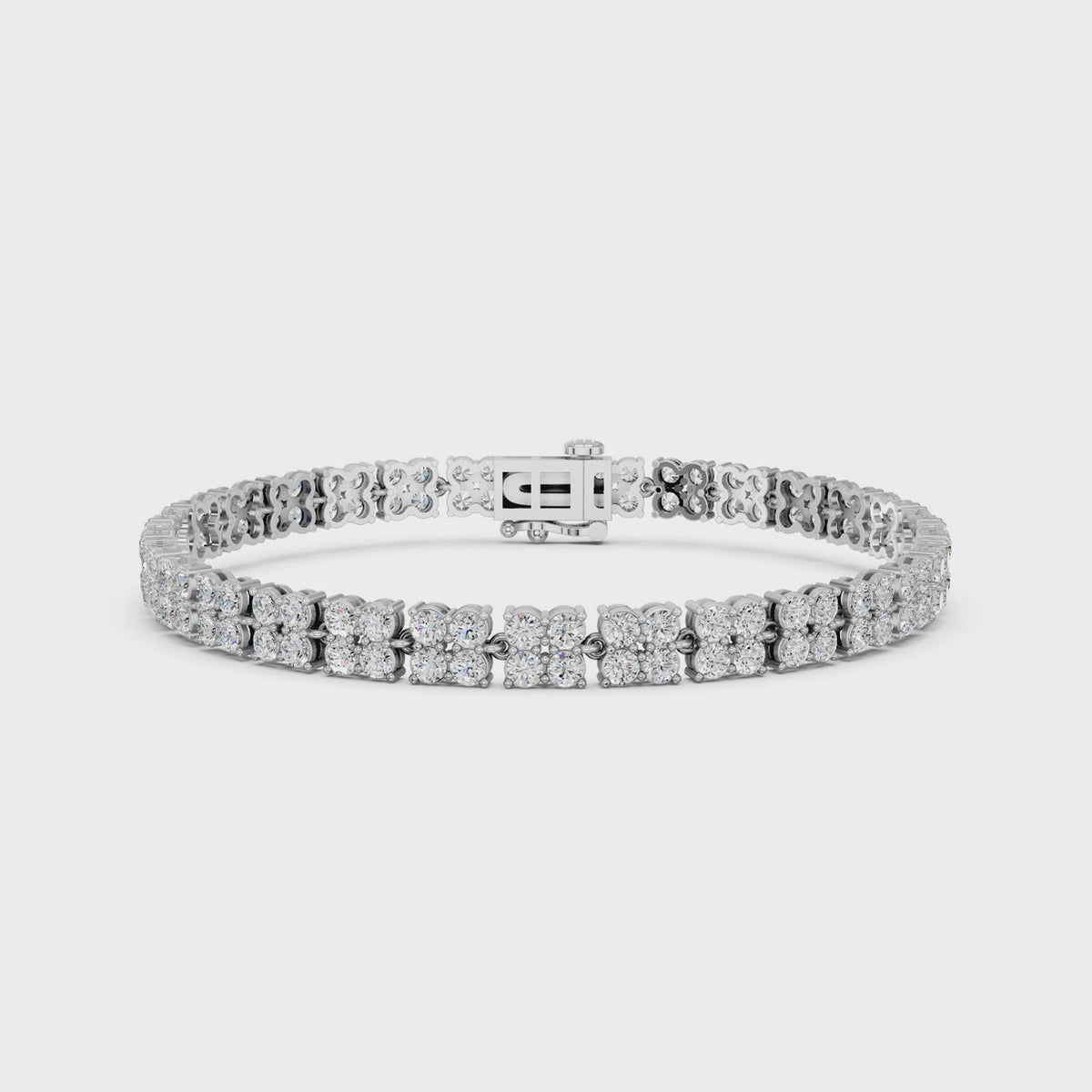 Round Lab Diamond Flower Fashion Bracelet in 14K White Gold – video