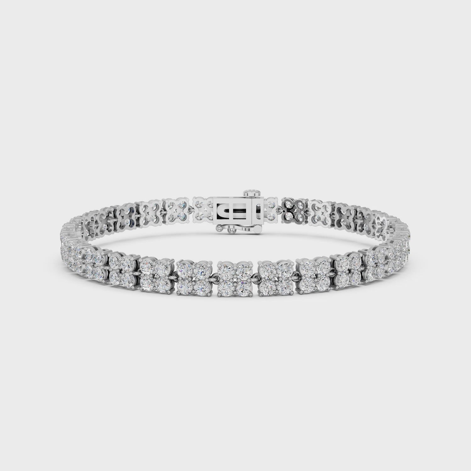 Round Lab Diamond Flower Fashion Bracelet in 14K White Gold – video