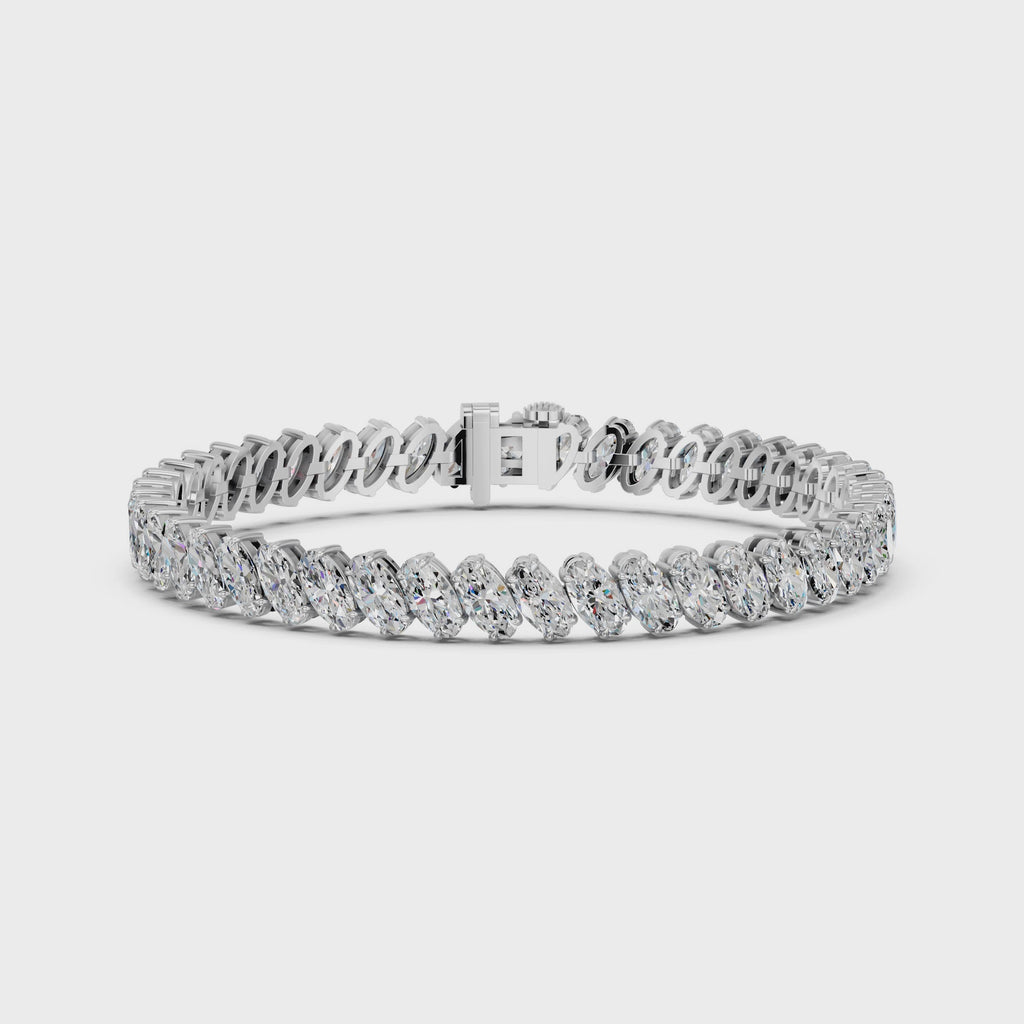 Angled Moval Lab Diamond Tennis Bracelet in 14K White Gold – video