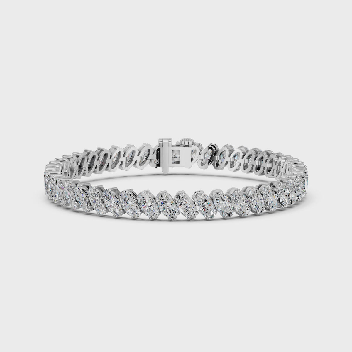 Angled Moval Lab Diamond Tennis Bracelet in 14K White Gold – video