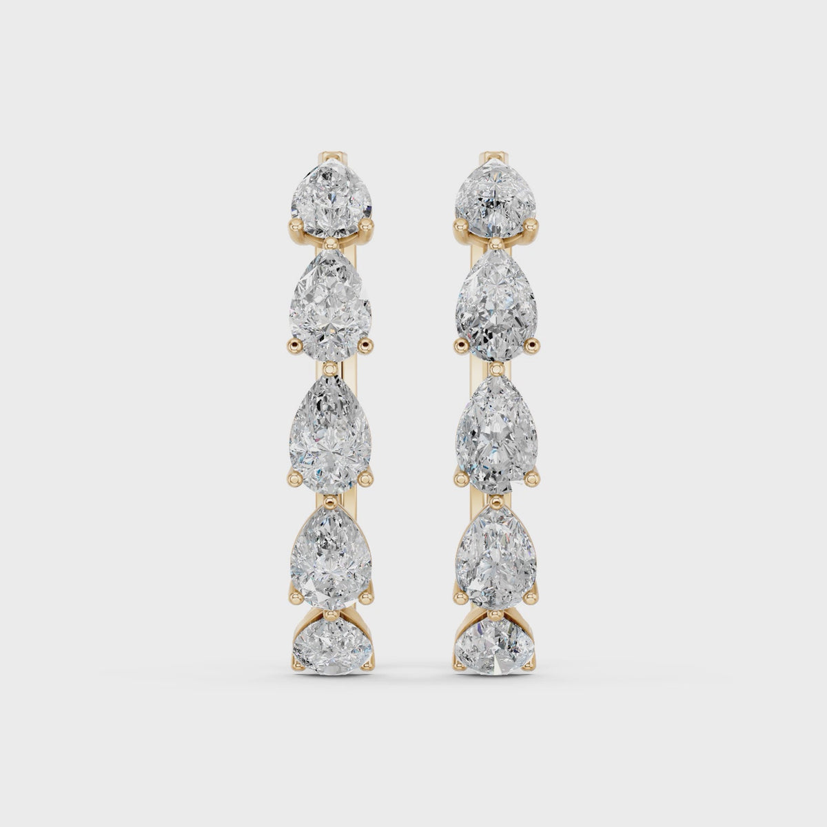 Pear Lab Diamond Hoop Earring in 14K Yellow Gold – video