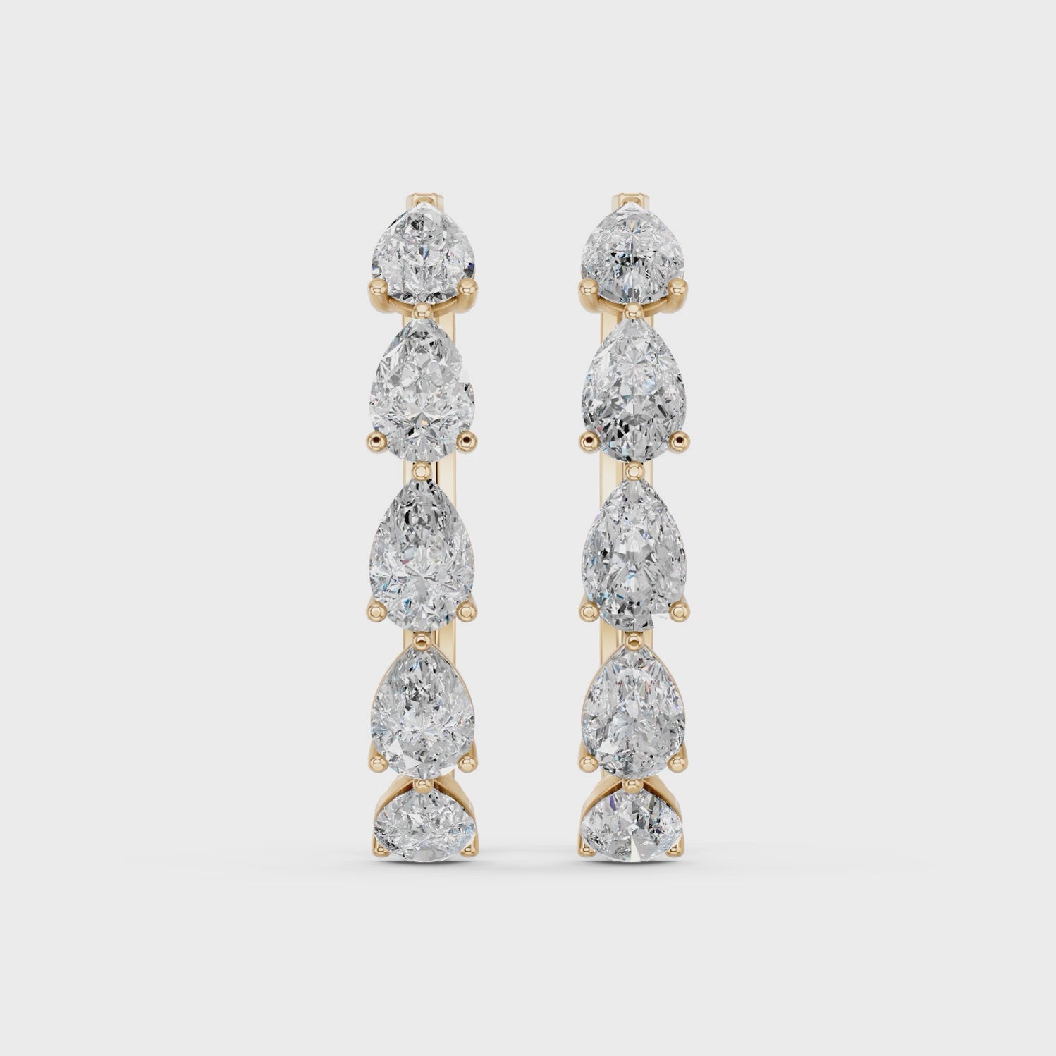 Pear Lab Diamond Hoop Earring in 14K Yellow Gold – video