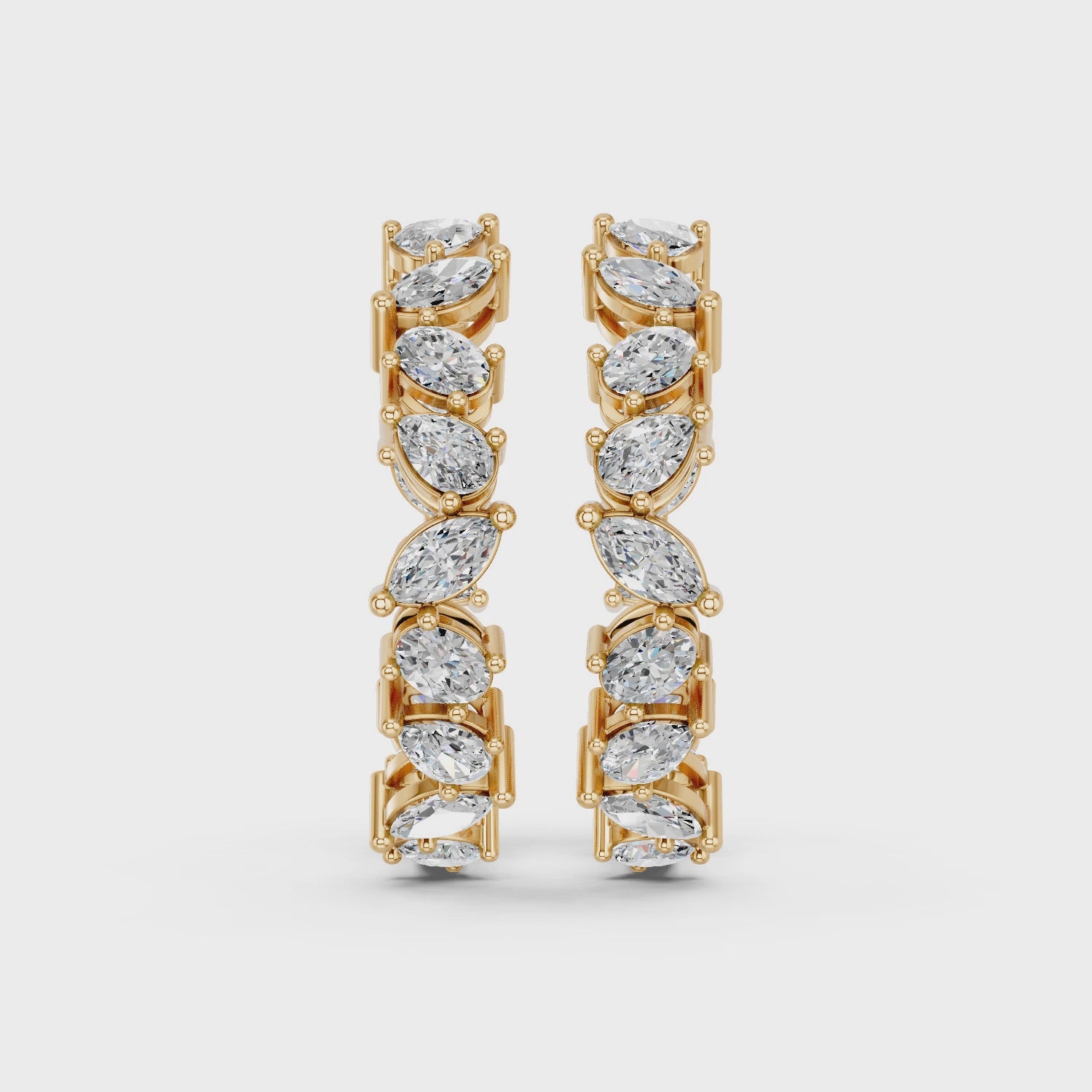Multi Shape Lab Diamond Inside Out Hoop Earring in 14K Yellow Gold – video