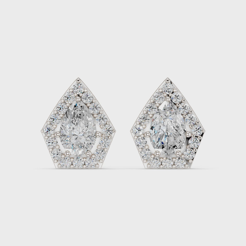 Pear Lab Diamond Halo Stud in 14K White Gold – video