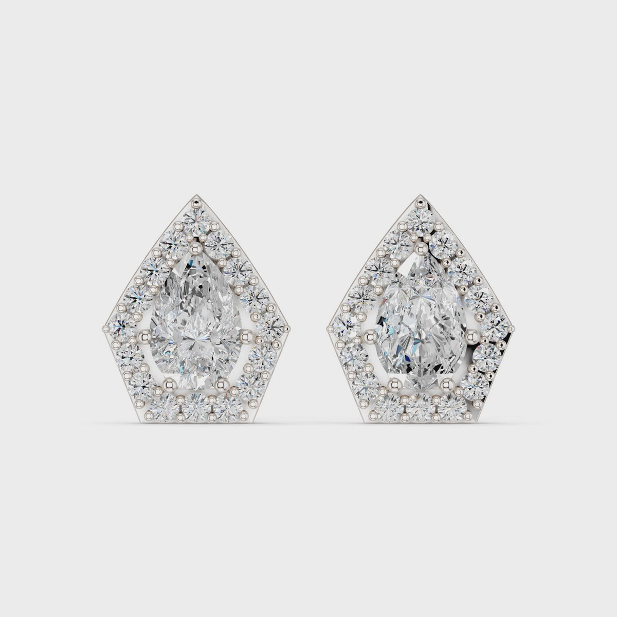Pear Lab Diamond Halo Stud in 14K White Gold – video