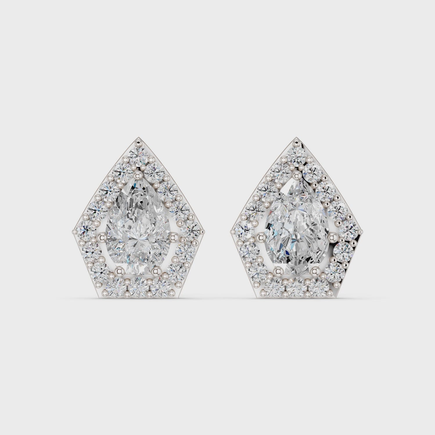 Pear Lab Diamond Halo Stud in 14K White Gold – video