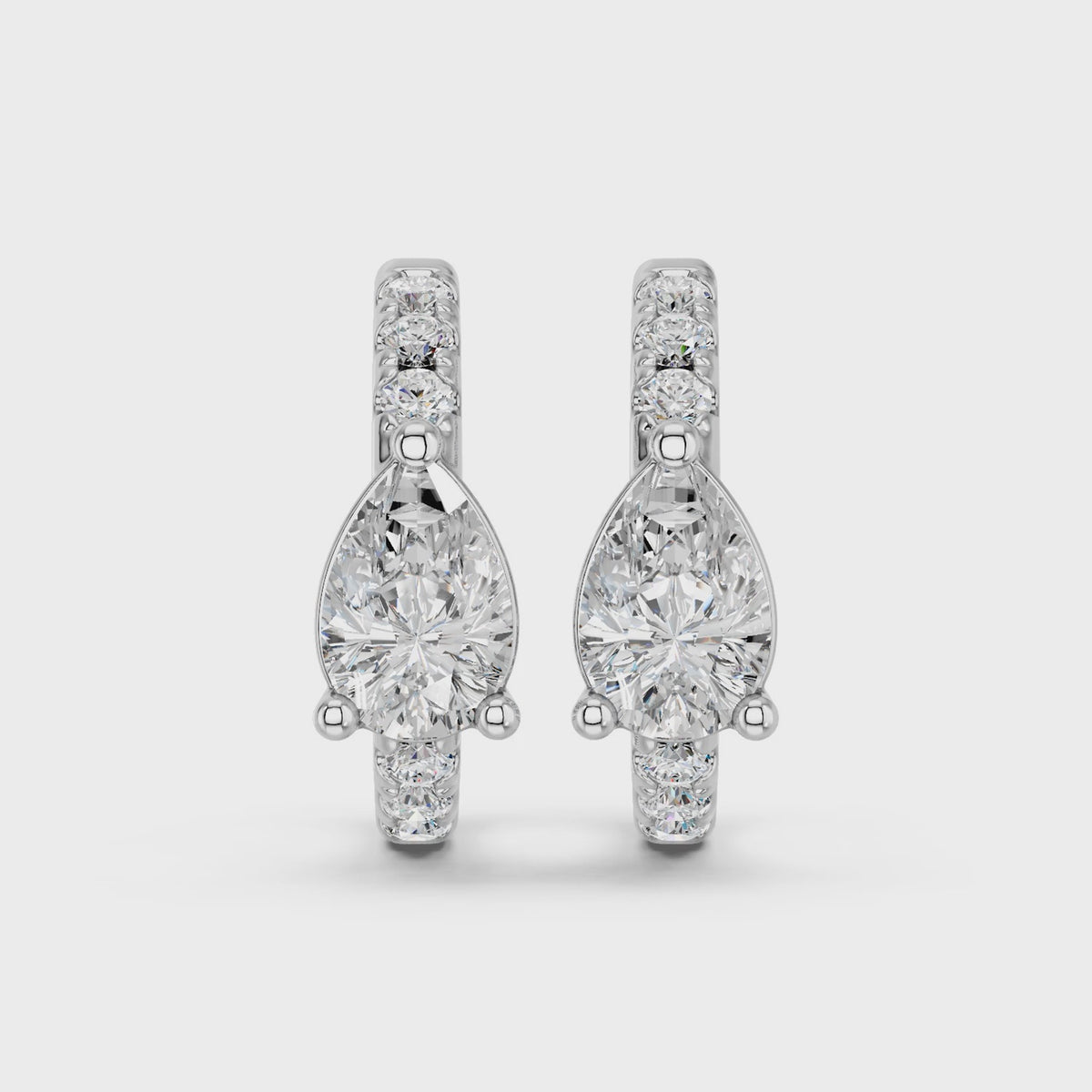 Pear Lab Diamond Hoop Earring in 14K White Gold – video
