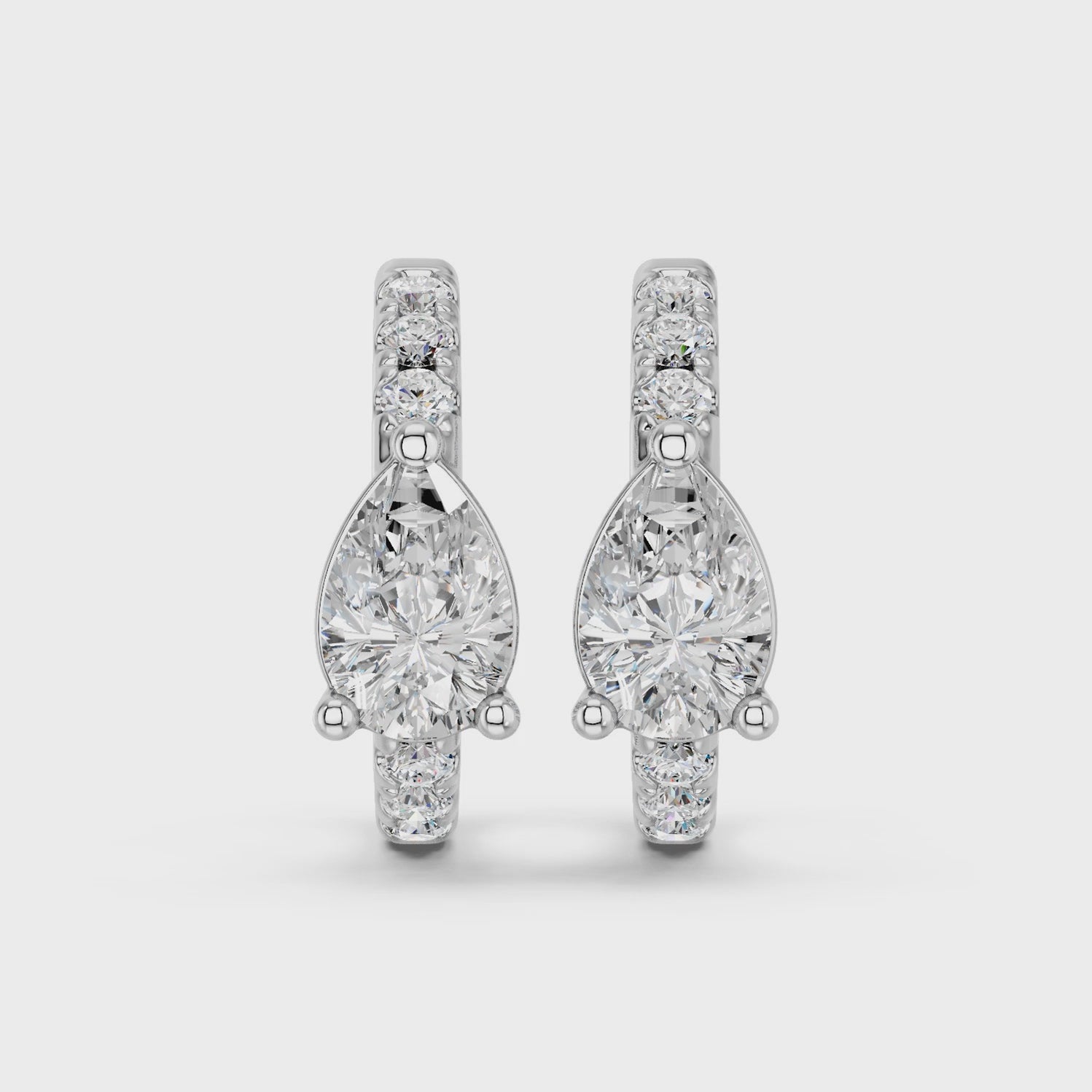 Pear Lab Diamond Hoop Earring in 14K White Gold – video