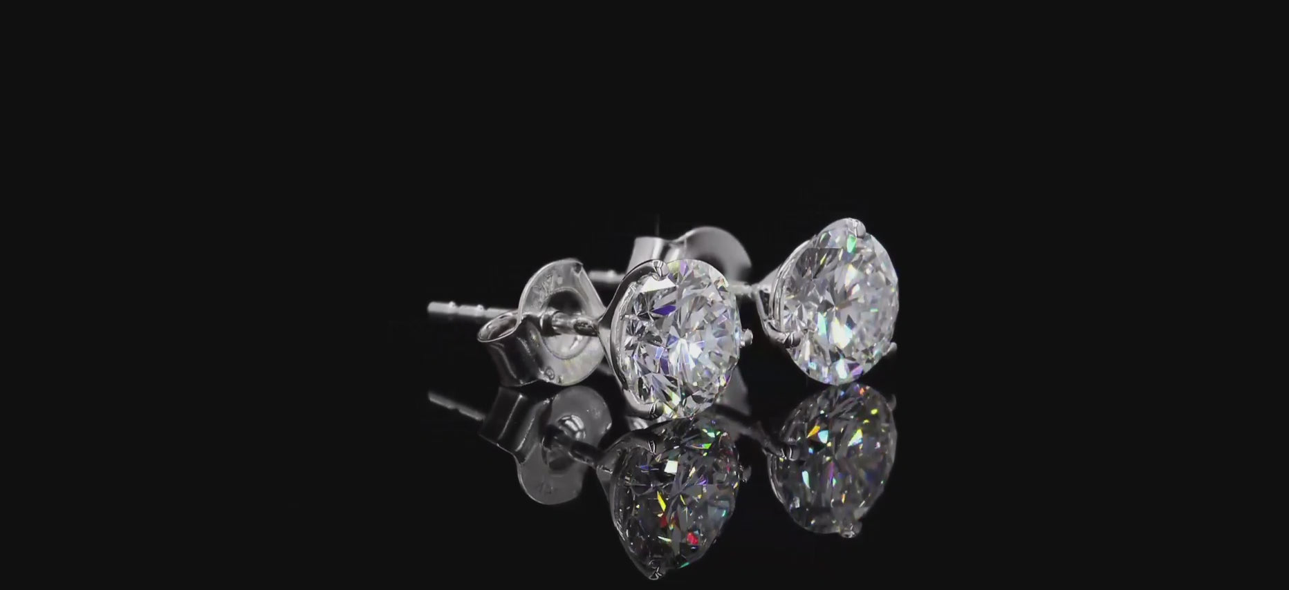 Round Cut Martini Diamond Studs on 14K Gold