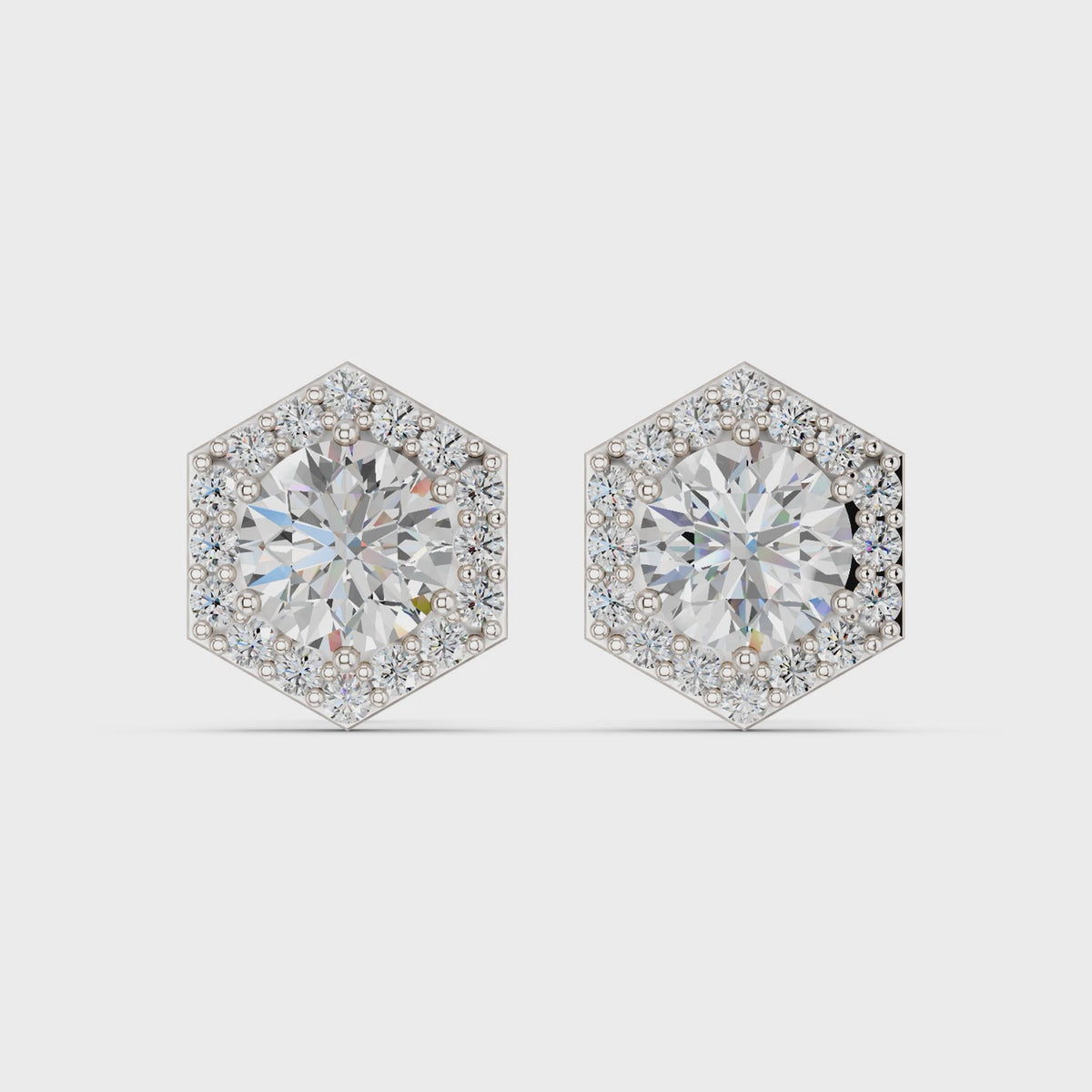 Round Lab Diamond Halo Stud in 14K White Gold – video