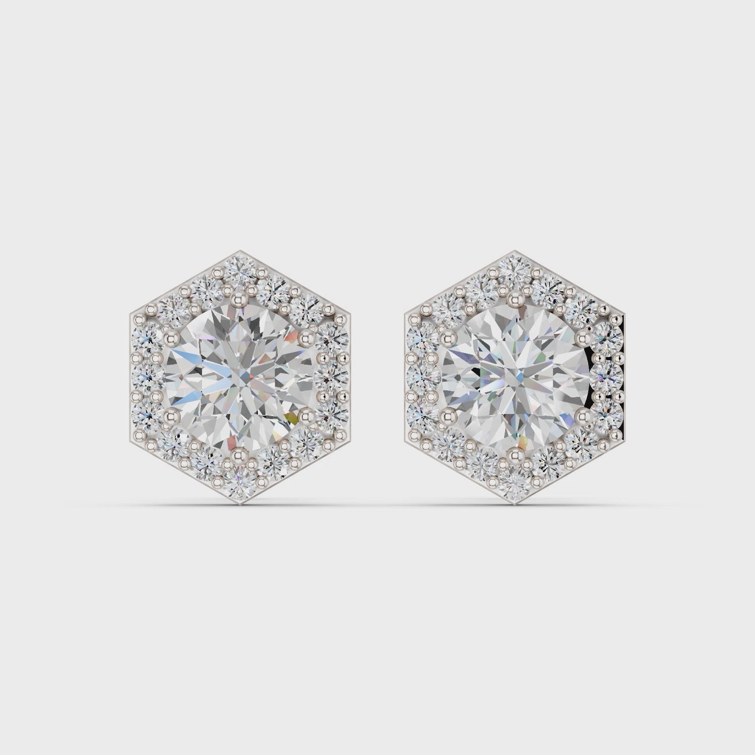 Round Lab Diamond Halo Stud in 14K White Gold – video
