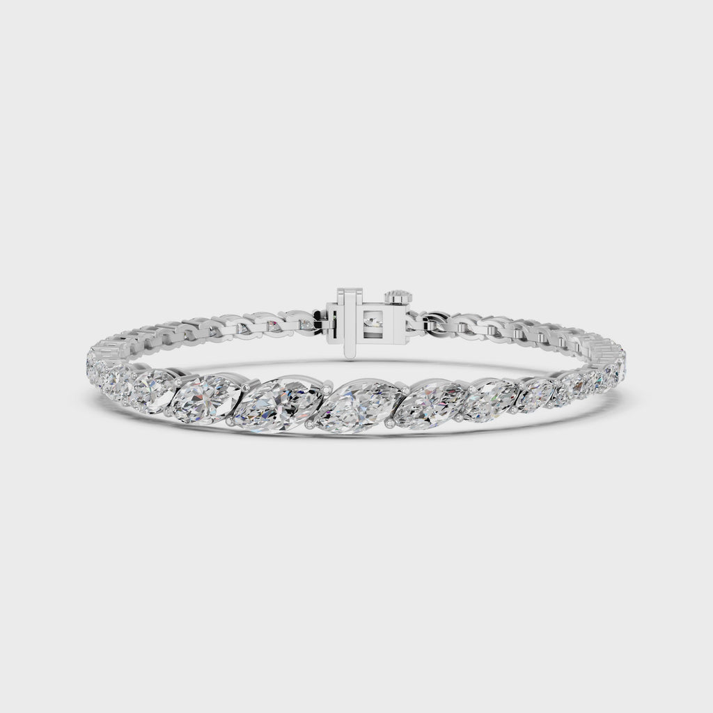 Marquise Lab Diamond Graduating Bracelet in 14K White Gold – video