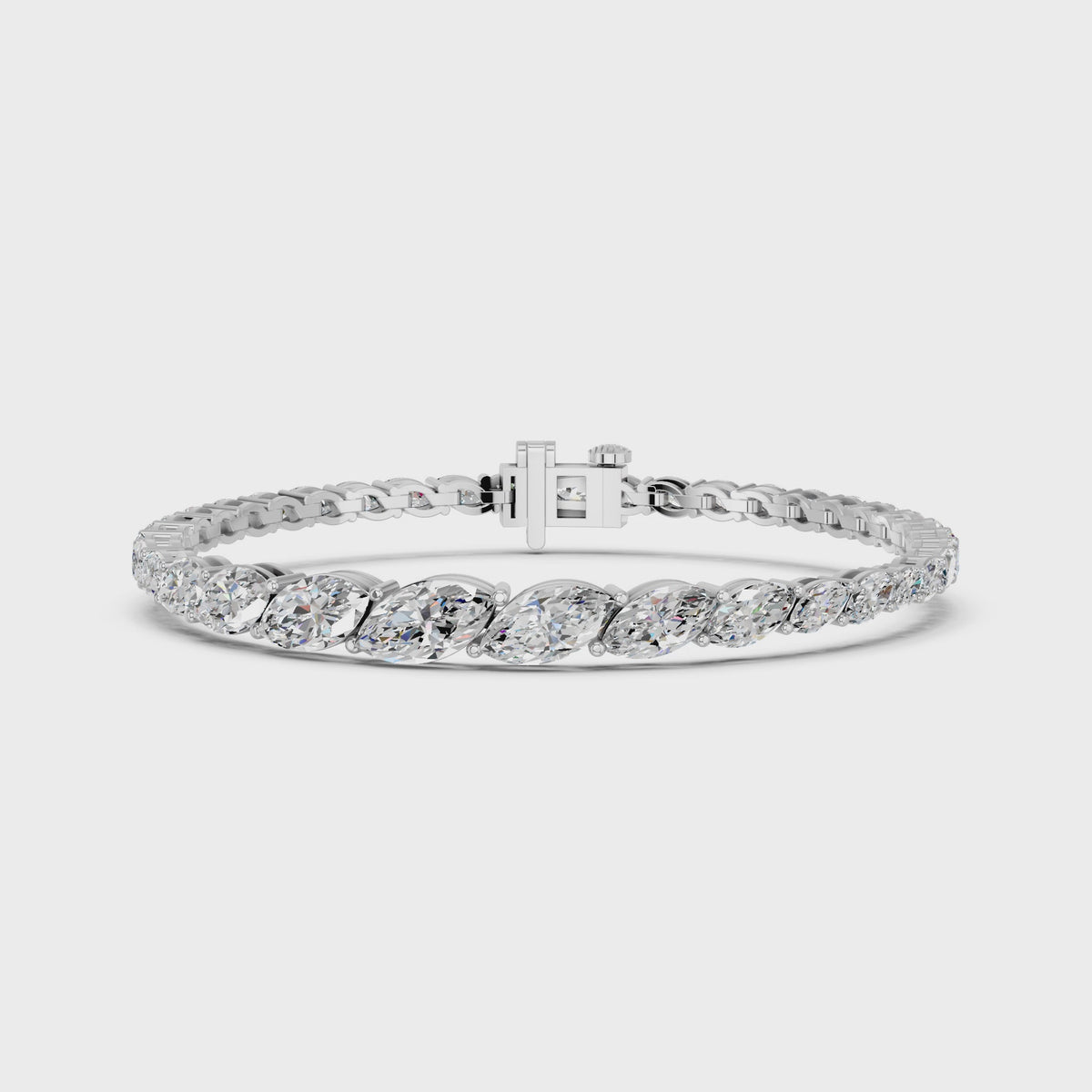 Marquise Lab Diamond Graduating Bracelet in 14K White Gold – video